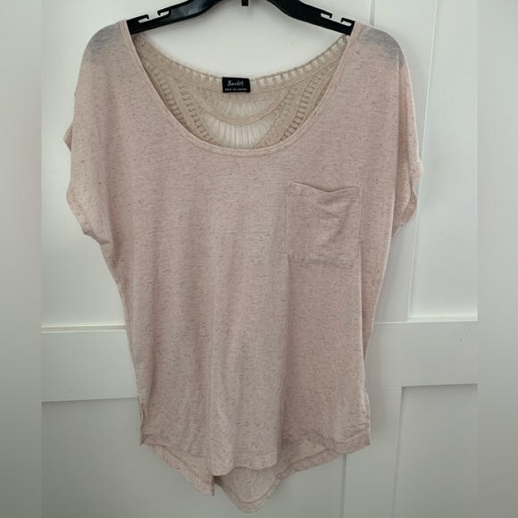 Bardot oversized back crochet tee size US 2 beige colour - Picture 4 of 5